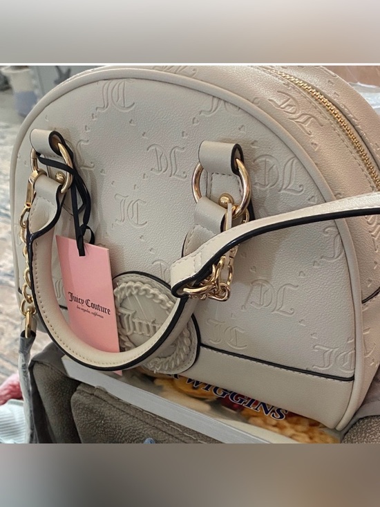 Juicy Couture Handbags - Juicy Couture Cream Embossed Dome Satchel-NWT Retail $89